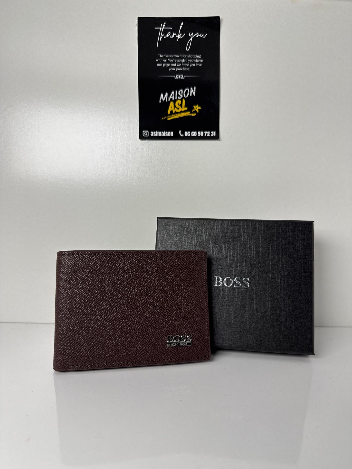 Portefeuille Boss marron